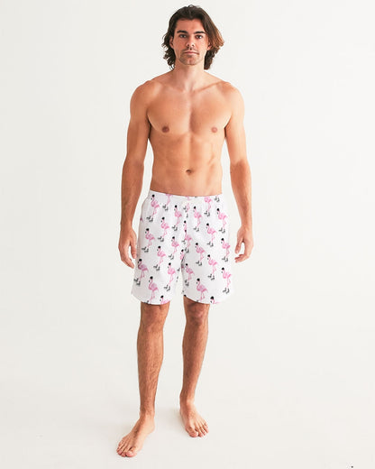 Hockey Playing Flamingos Men's Swim Trunk