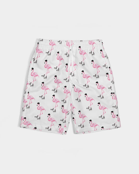 Hockey Playing Flamingos Boys Swim Trunk