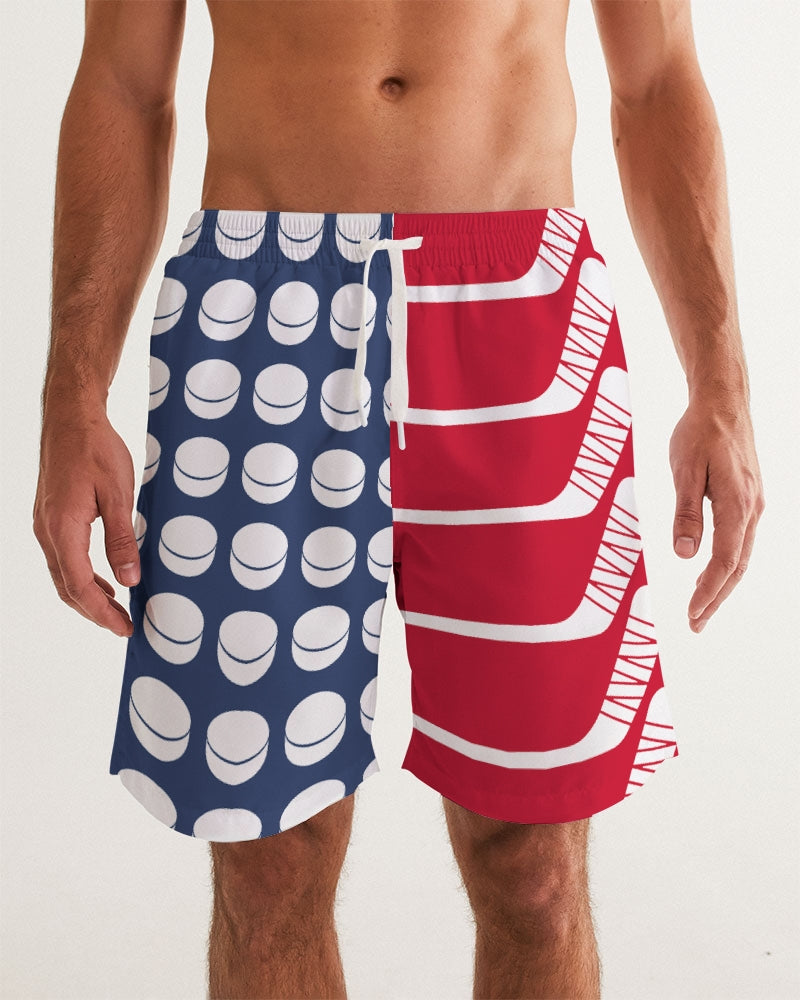 Hockey Stars and Sticks Swim Trunks Men's Swim Trunk